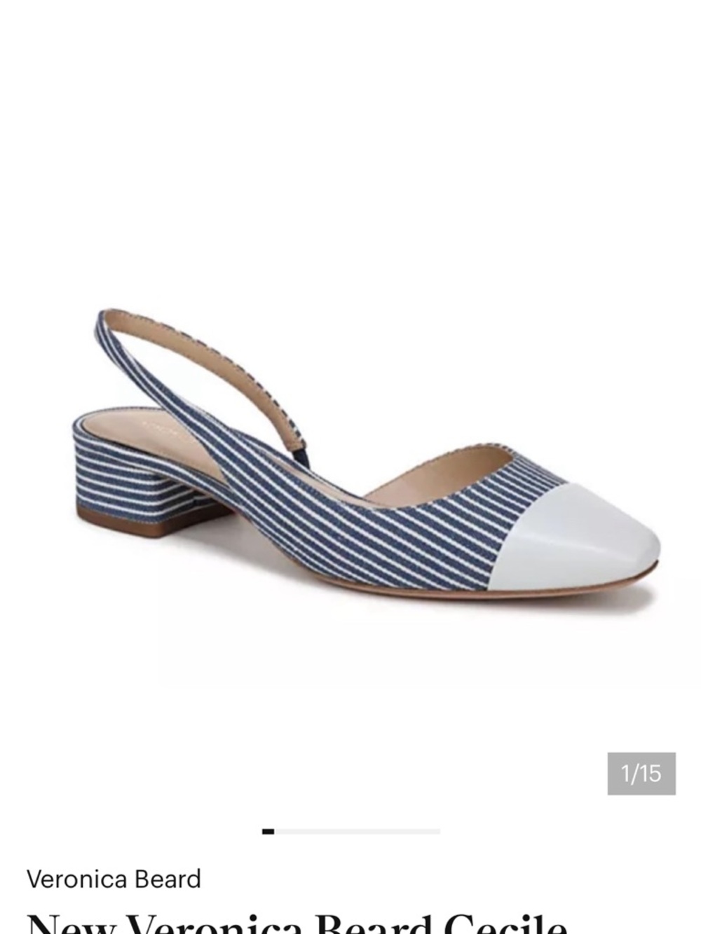 Veronica Beard Cecile Pinstripe Slingback Shoes size 7. - Picture 2 of 14